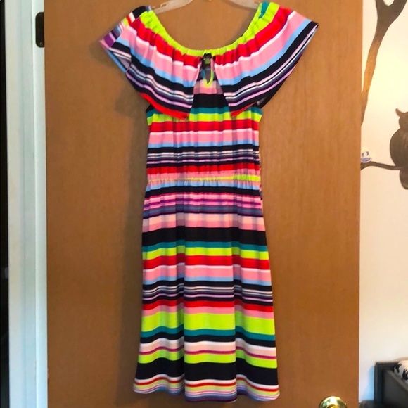 KimRogers TROPICAL Off Shoulder Dress Petite Small - Picture 5 of 6